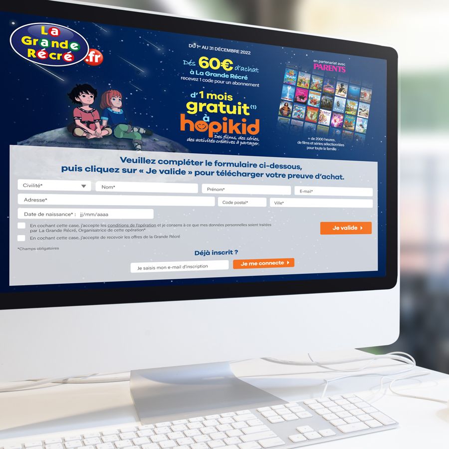 Plateforme digitale réalisée dans le cadre d'une offre de vente à prime, une activation marketing développée par notre agence